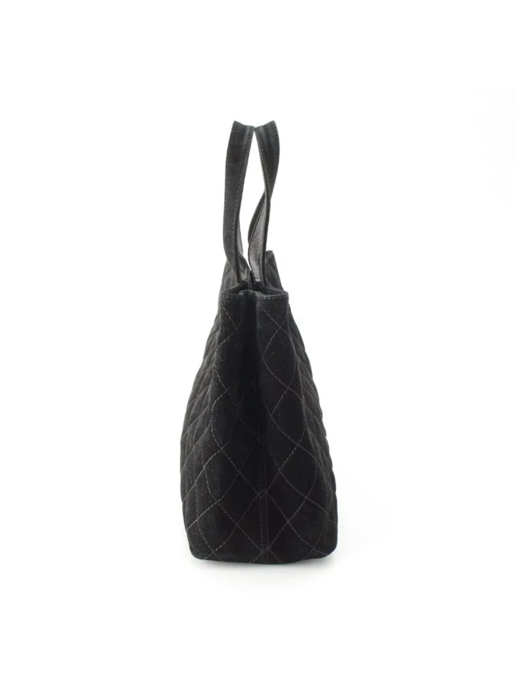 Chanel Suede Turnlock Wild Stitch 2-Way Tote Bag Black